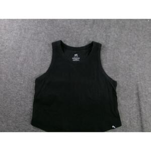 Joy Lab Tank Top Womens Large Black Ribbed Scoop Neck Stretch Minimalist Crop